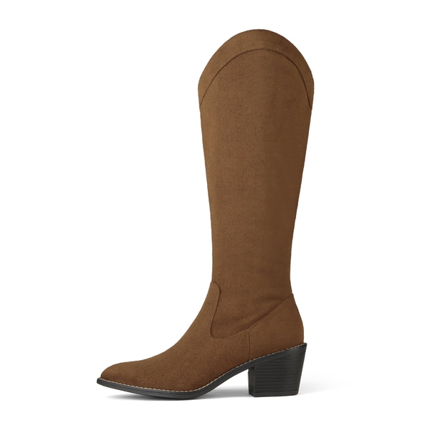 Montana Pointed Toe Knee High Boots - BROWN SUEDE - 2